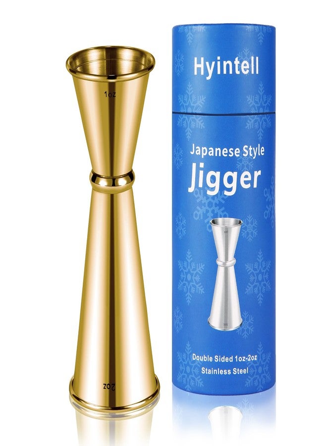 Hyintell 2oz 1oz Premium Japanese Jigger with 7 Measurements Inside for Bartender, 304 Stainless Steel Heavy-Duty Jigger, Bar Accessories for The Home Bar Set (Gold) - Image 1